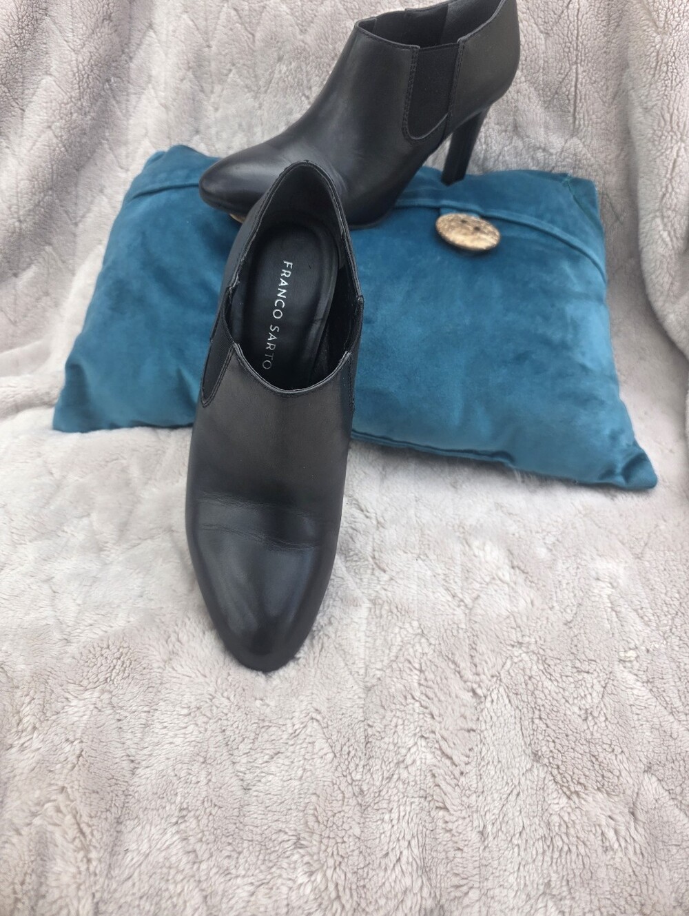 Franco Sarto Black Leather Ankle Booties
